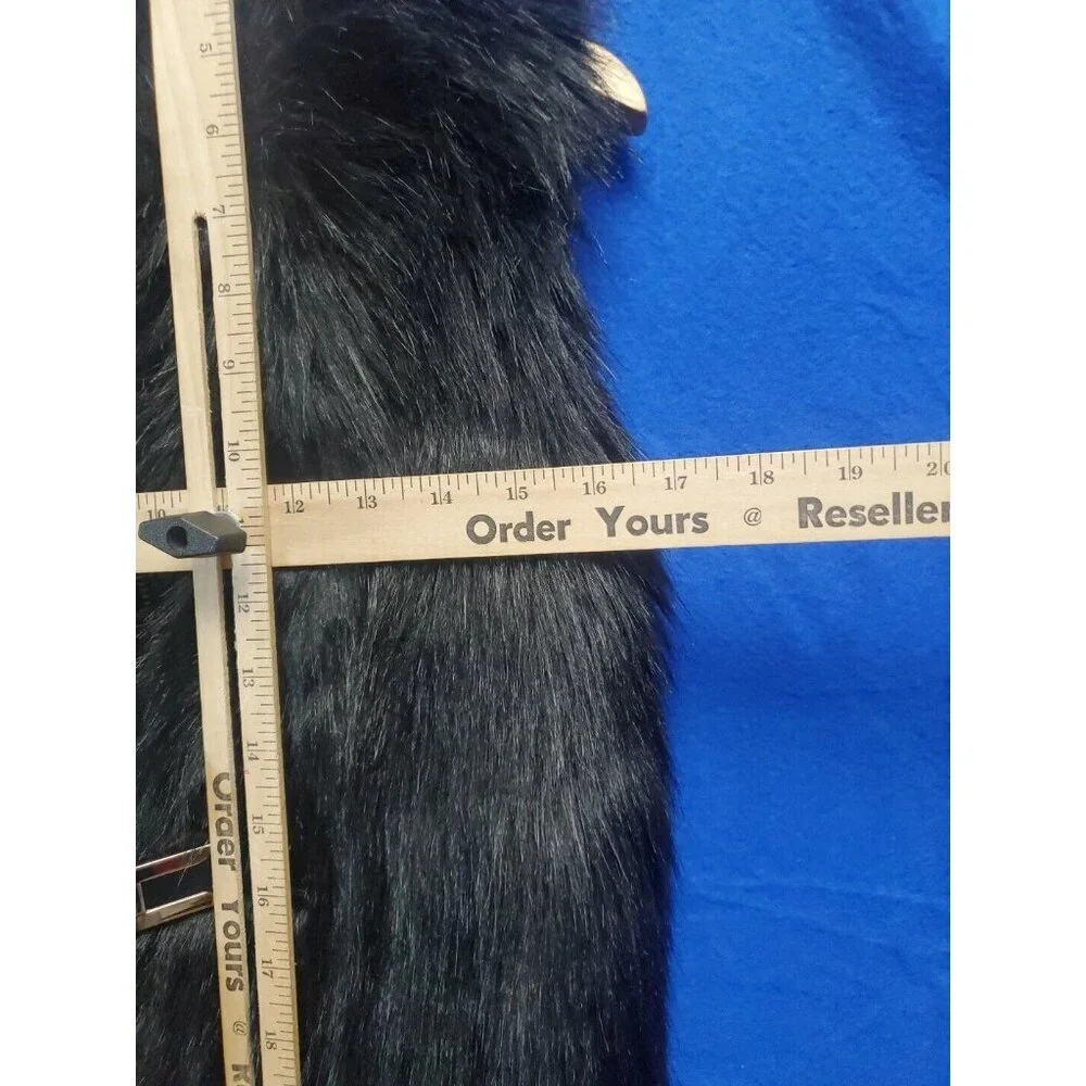 Cliche Black Faux Fur Wool Knit Sweater Vest Size S